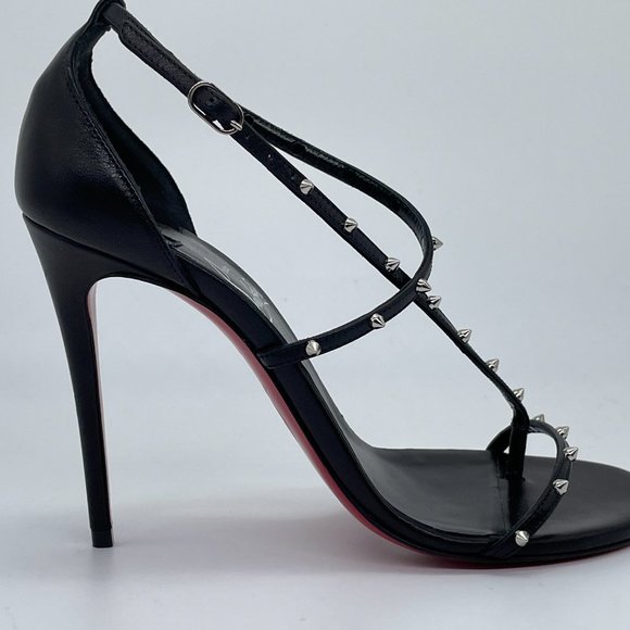 Christian Louboutin RIOJANA SPIKES 100 Strappy Studded Heels Sandals Shoes - Picture 12 of 16